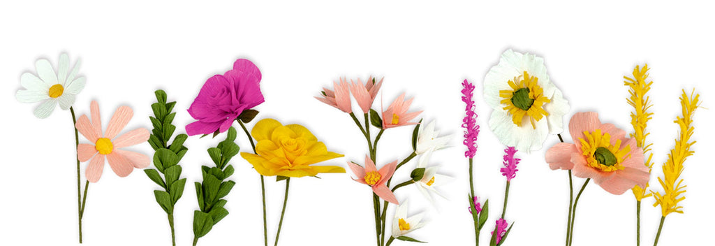 DIY-sæt kreppapirblomster "Gul"