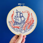 Broderisæt – Kraken og skib