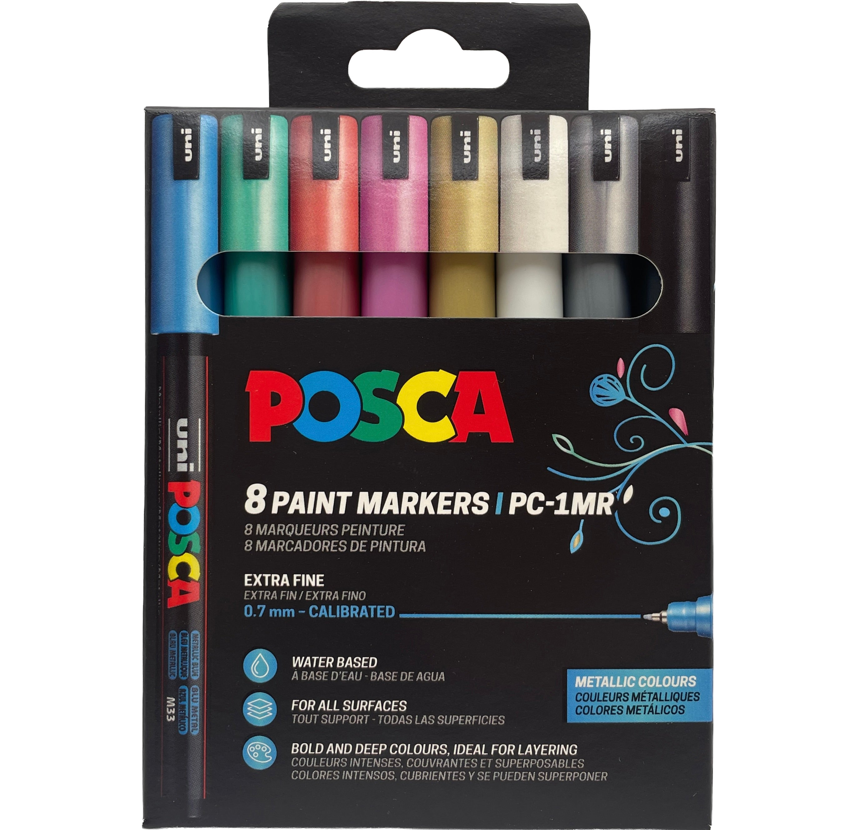 POSCA PC-1MR Metallic – sæt med 8 metalliske farver