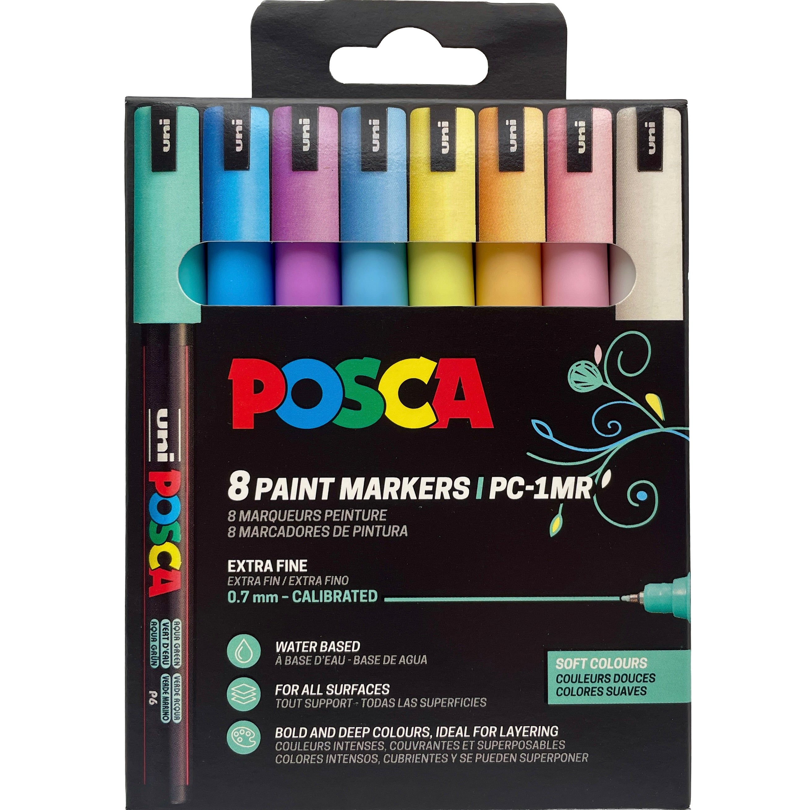 POSCA PC-1MR Soft – sæt med 8 bløde farver