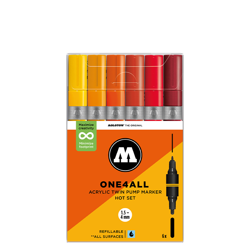 Molotow ONE4ALL Acrylic Twin – Pink Sæt med 6 farver