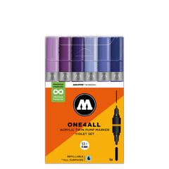 Molotow ONE4ALL Acrylic Twin – Blue Sæt med 6 farver