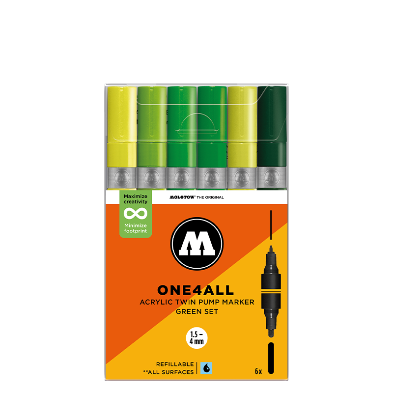 Molotow ONE4ALL Acrylic Twin – Wood Sæt med 6 farver