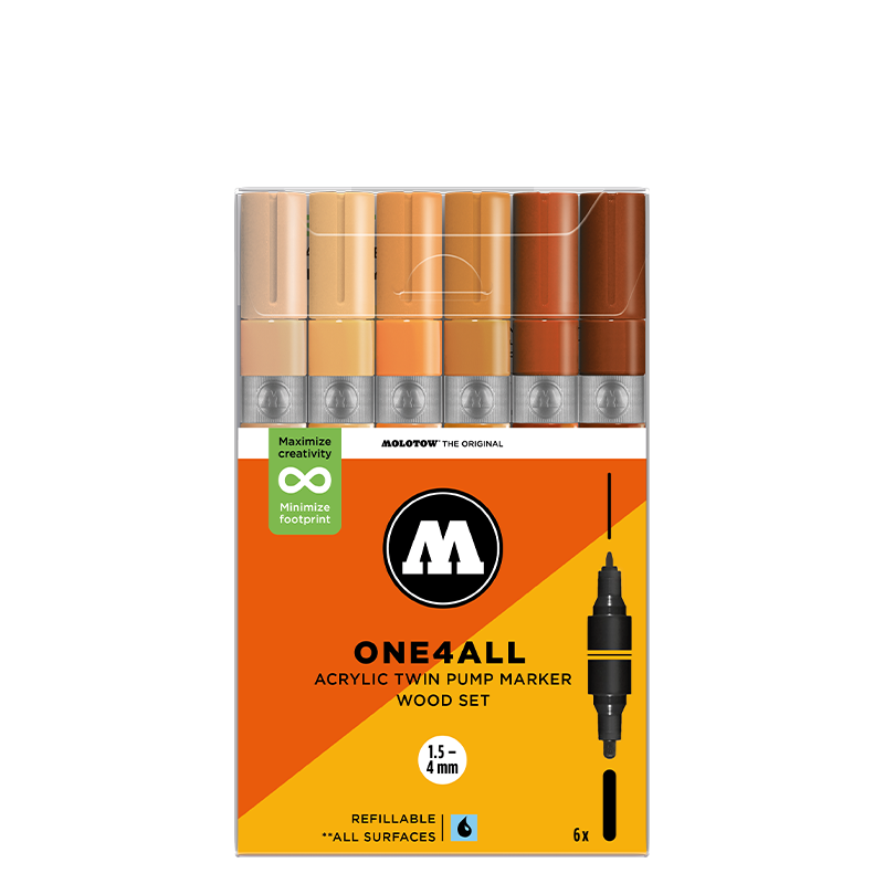 Molotow ONE4ALL Acrylic Twin – Grey Sæt med 6 farver