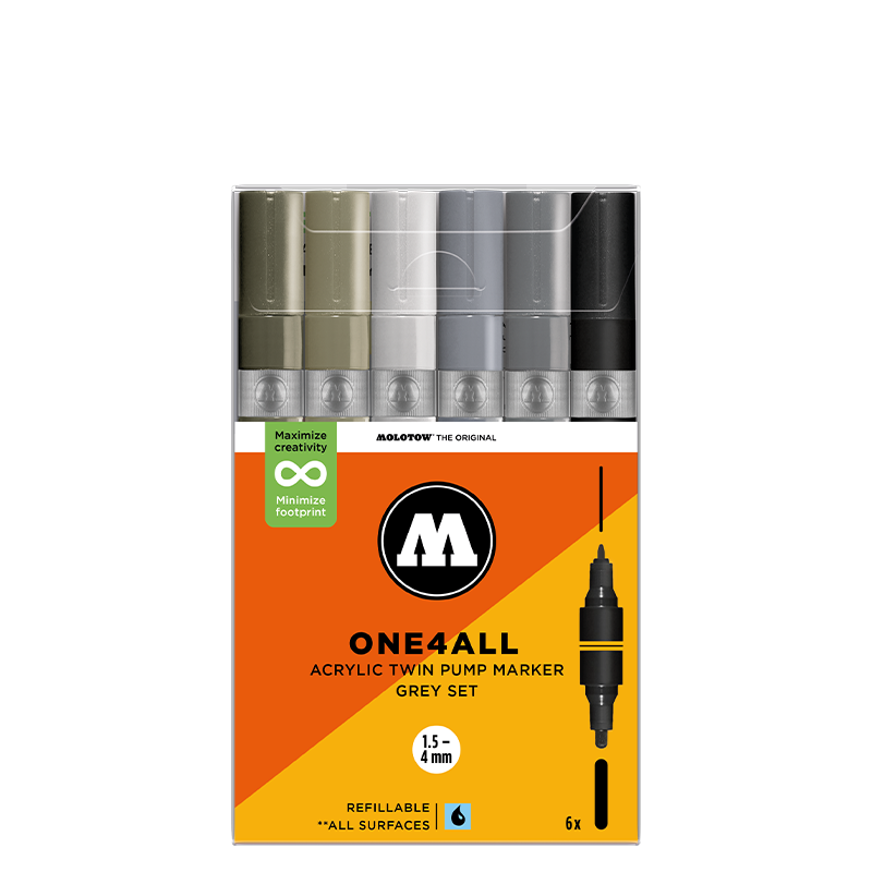 Molotow ONE4ALL Acrylic Twin – Pastel Classic Sæt med 6 farver