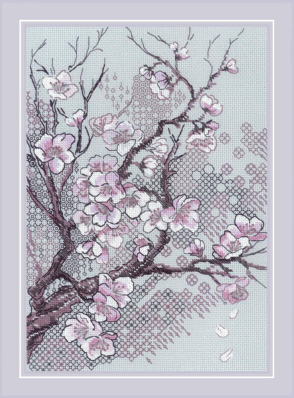 Broderisæt, korssting, Japansk blomstermotiv