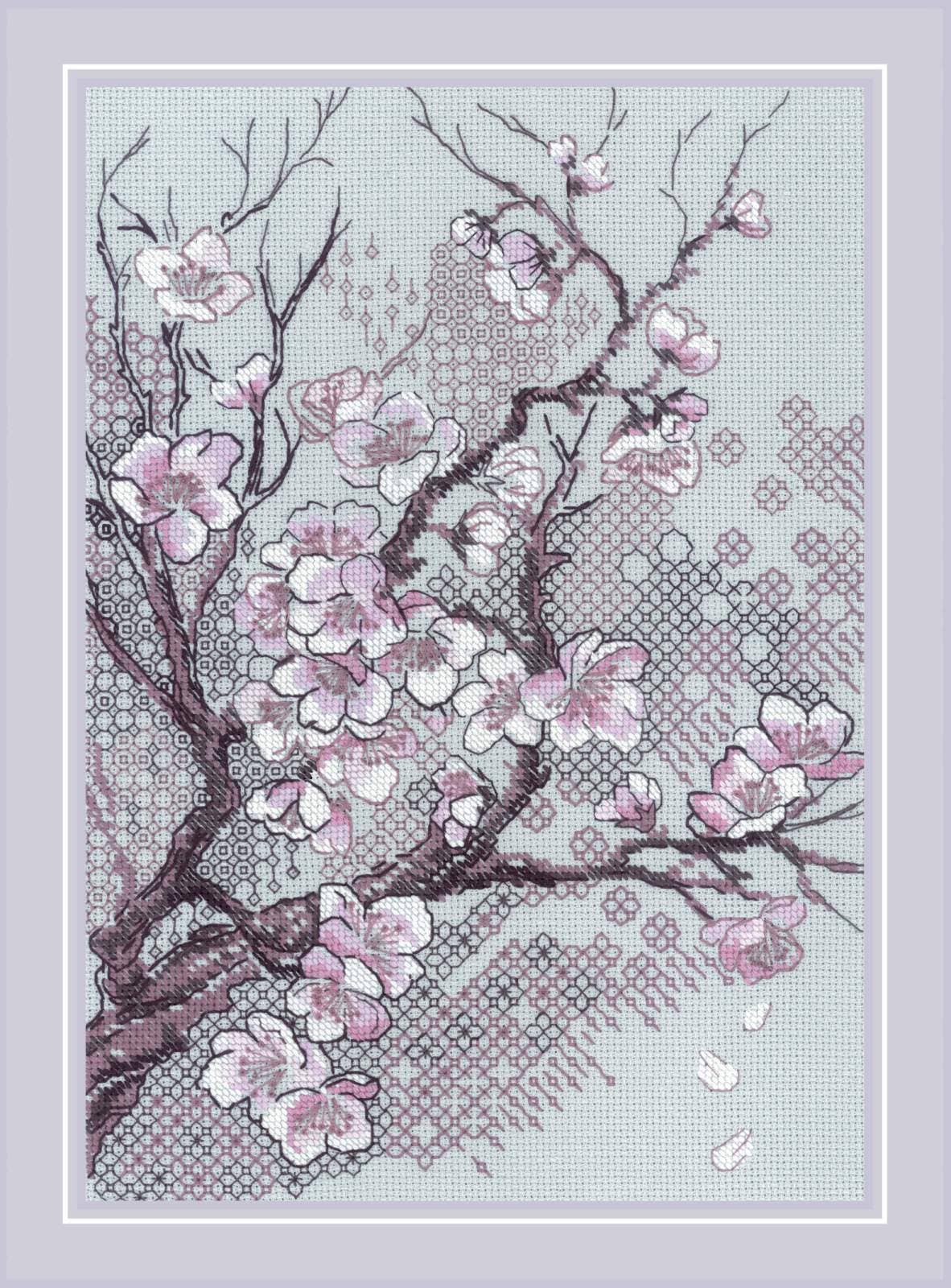 Broderisæt, korssting, Japansk blomstermotiv