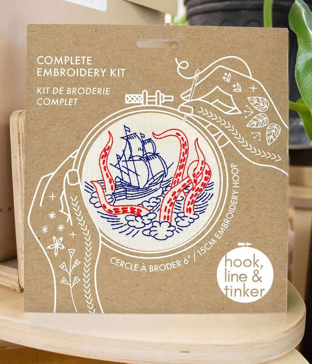 Broderisæt – Kraken og skib