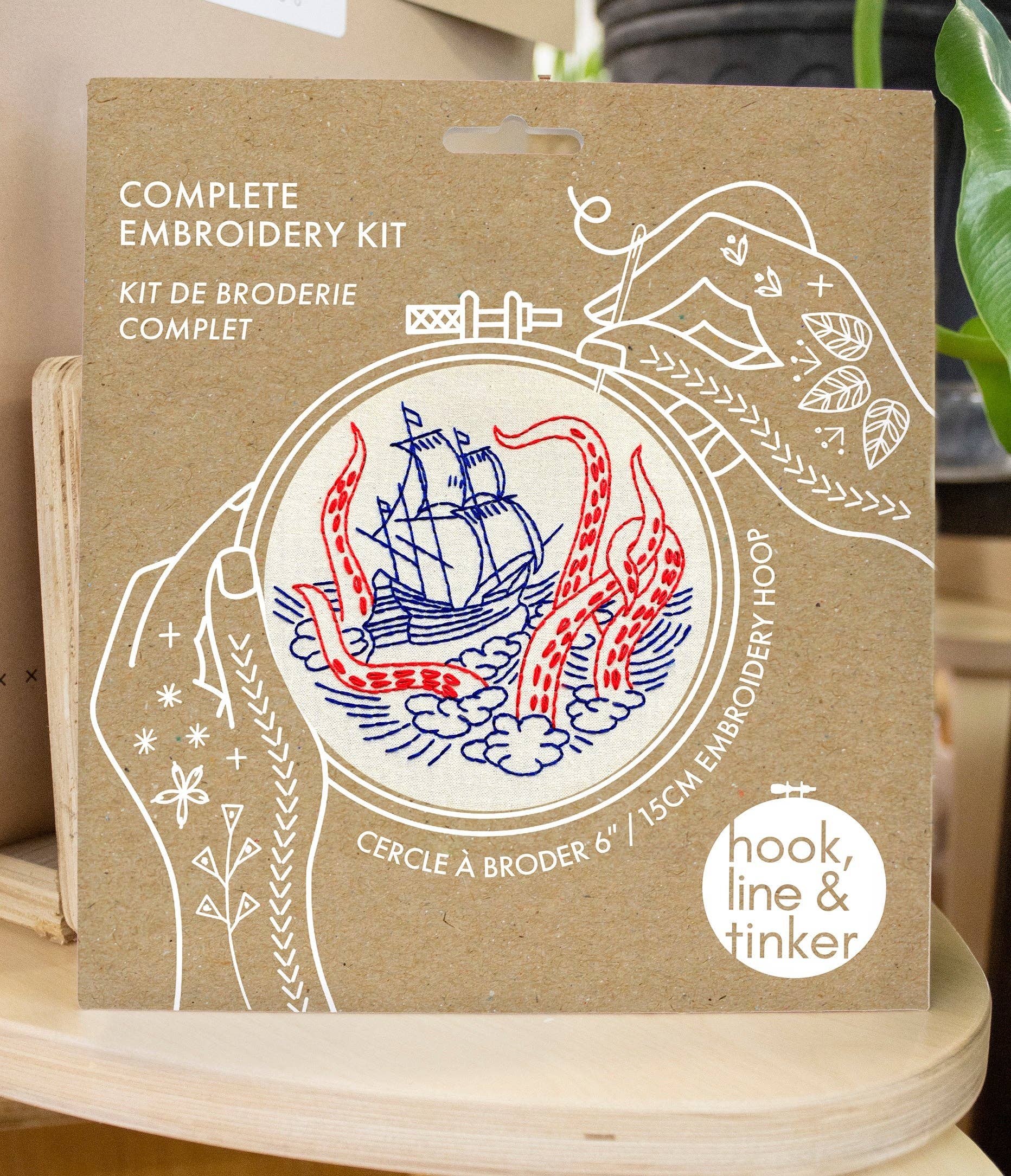 Broderisæt – Kraken og skib