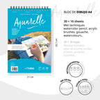 Akvarelblok A4, 30 ark 300 g/m²