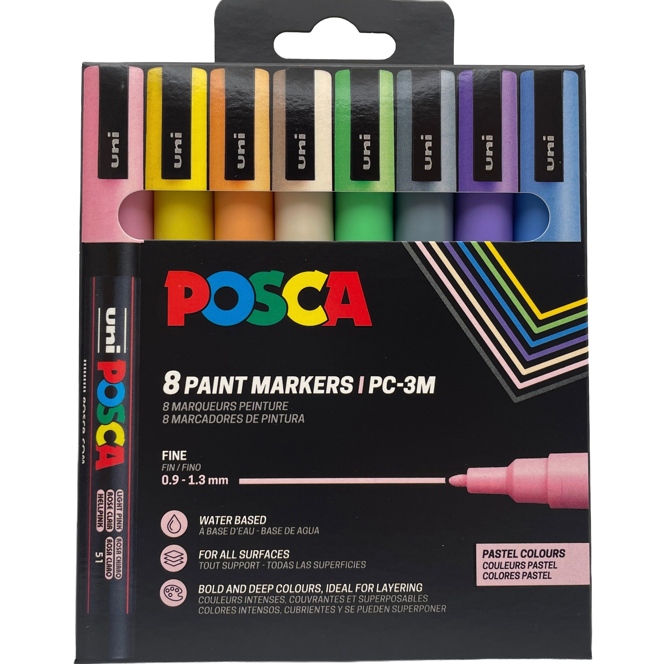 POSCA PC-3M Pastel – sæt med 8 pastelfarver