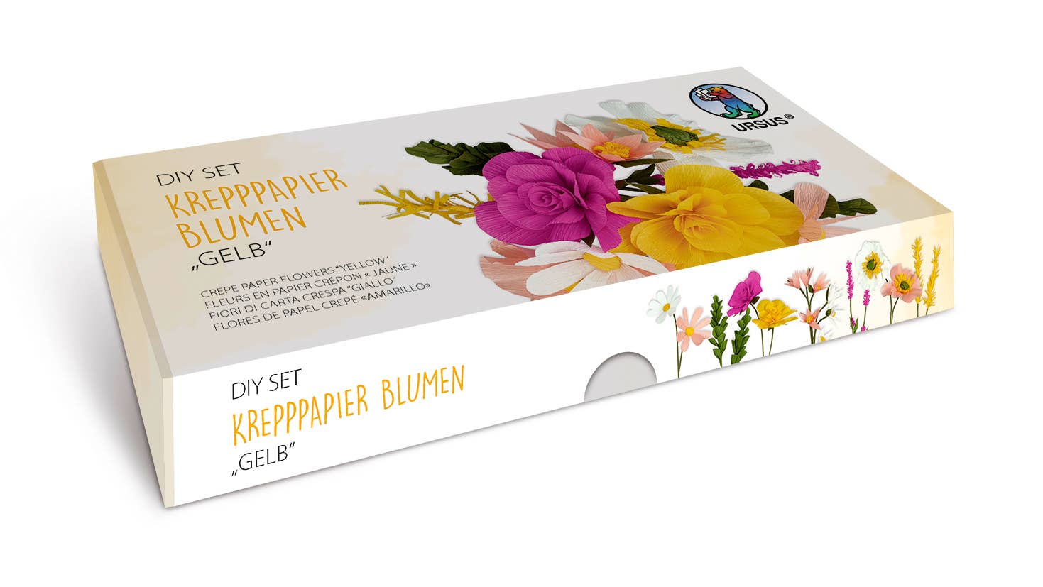 DIY-sæt kreppapirblomster "Gul"