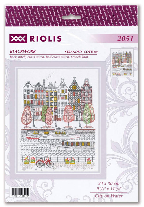 Broderisæt, korssting, Huse ved kanalen