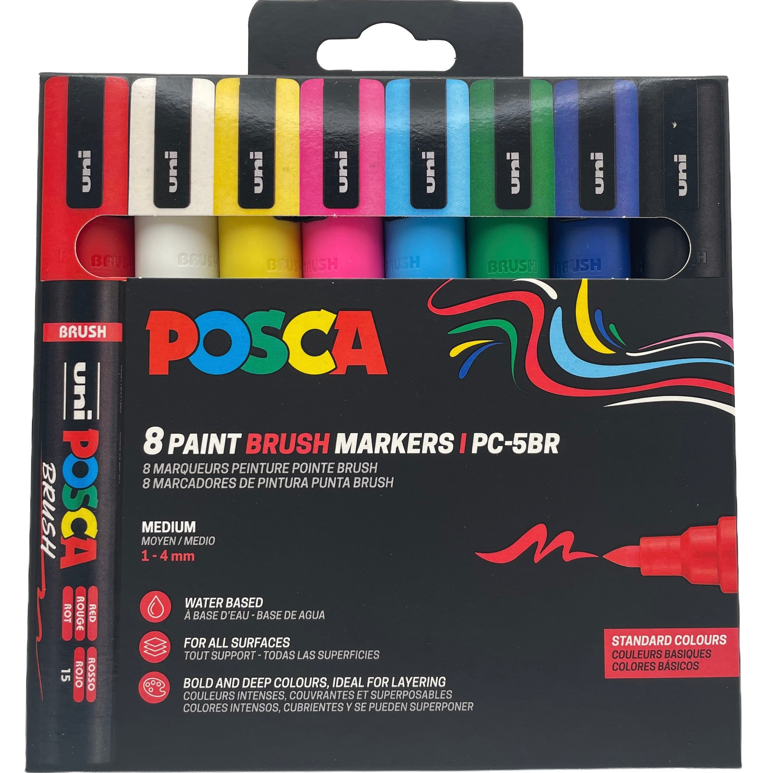 POSCA PC-5BR Standard – sæt med 8 standardfarver