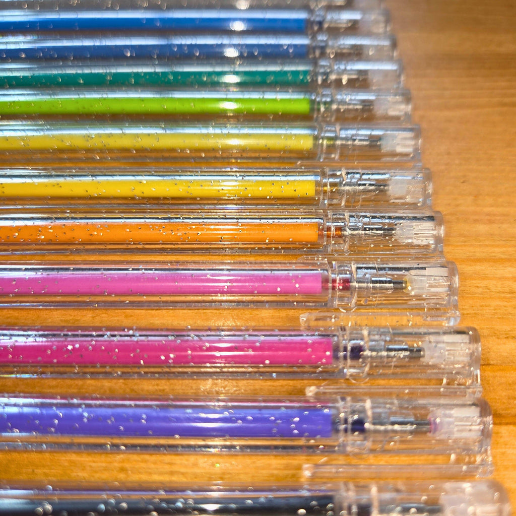 12 glitterpenne, 1 mm spids