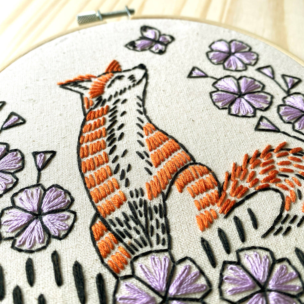 Broderisæt – Ræv og sommerfugl