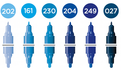 Molotow ONE4ALL Acrylic Twin – Blue Sæt med 6 farver