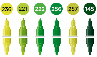 Molotow ONE4ALL Acrylic Twin – Green Sæt med 6 farver