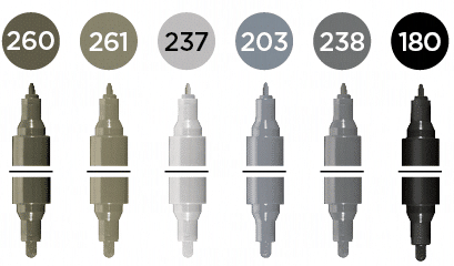 Molotow ONE4ALL Acrylic Twin – Grey Sæt med 6 farver