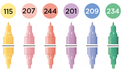 Molotow ONE4ALL Acrylic Twin – Pastel Classic Sæt med 6 farver