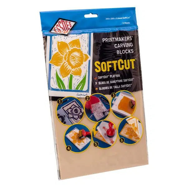 SoftCut – 2 stk bløde trykplader til linoleumstryk, 300 × 200 × 3 mm