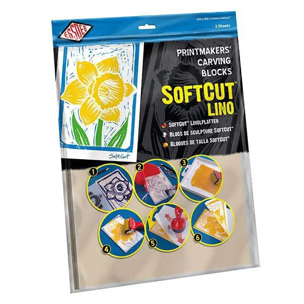 SoftCut – 2 stk bløde trykplader til linoleumstryk, 420 × 300 × 3 mm