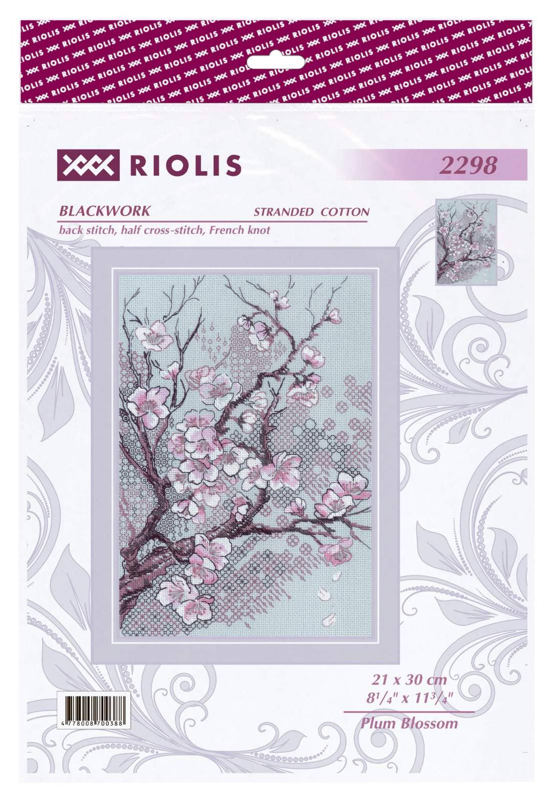 Broderisæt, korssting, Japansk blomstermotiv