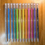 12 glitterpenne, 1 mm spids