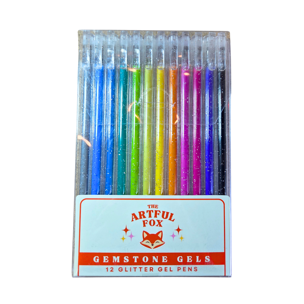 12 glitterpenne, 1 mm spids