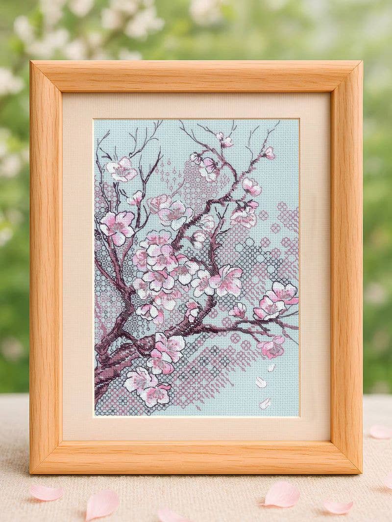 Broderisæt, korssting, Japansk blomstermotiv