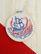 Broderisæt – Kraken og skib