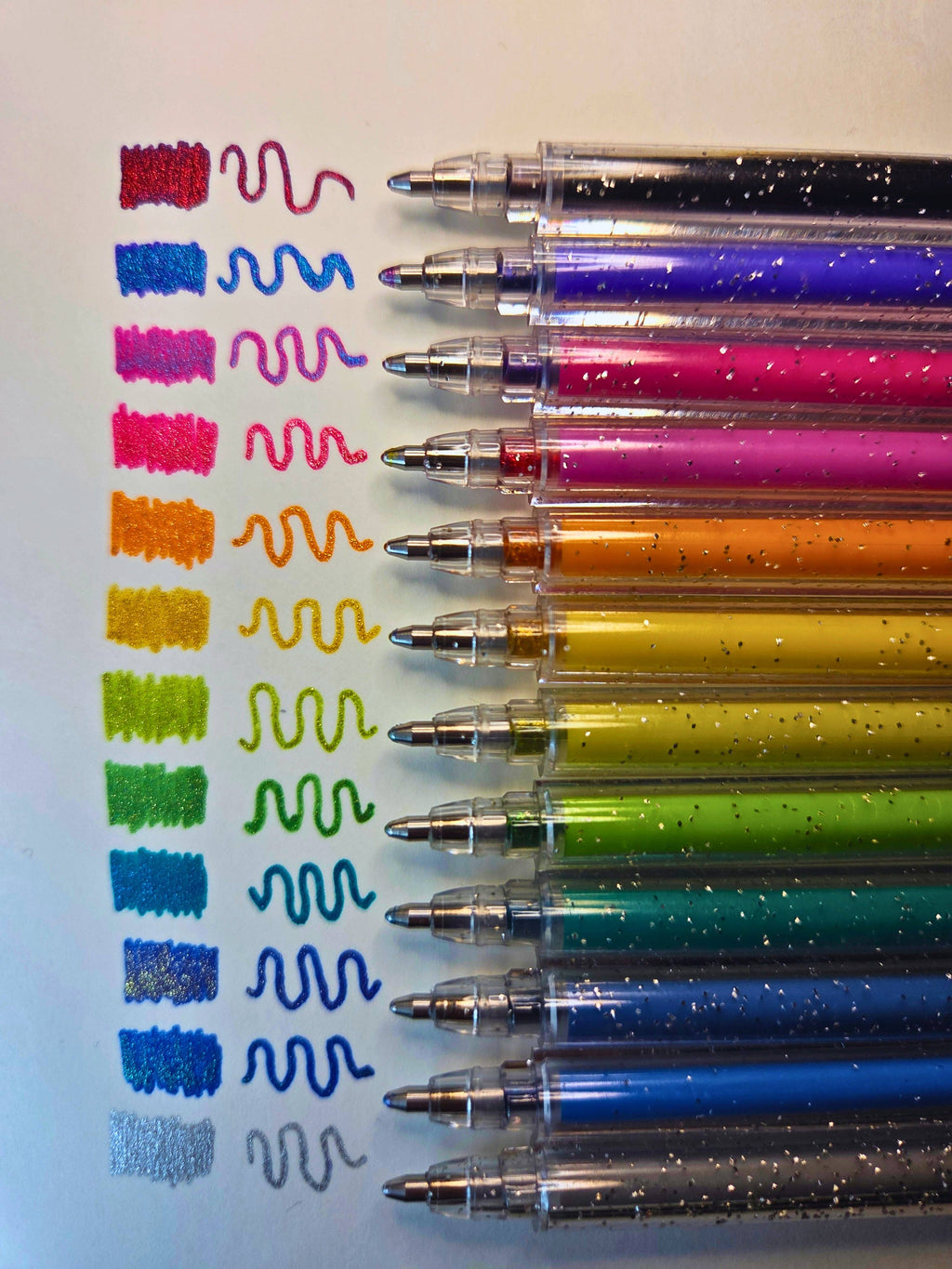 12 glitterpenne, 1 mm spids