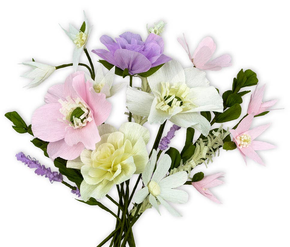 DIY-sæt Kreppapir Blomster "Lilla"